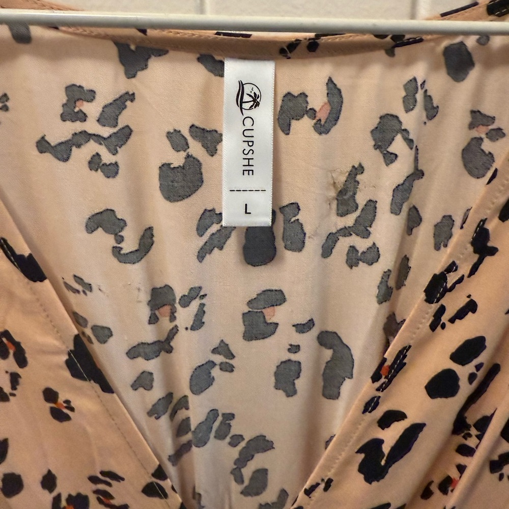 CupShe Fallon Leopard V-Neck Sleeveless Beach Dress | Size L | Like New - Picture 2 of 4